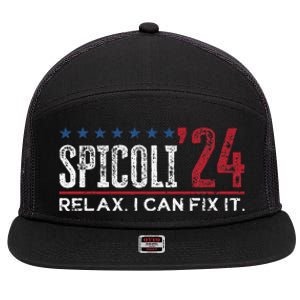 Funny Distressed Spicoli 24 Spicoli 2024 relax I can fix it 7 Panel Mesh Trucker Snapback Hat