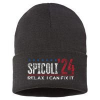 Funny Distressed Spicoli 24 Spicoli 2024 relax I can fix it Sustainable Knit Beanie