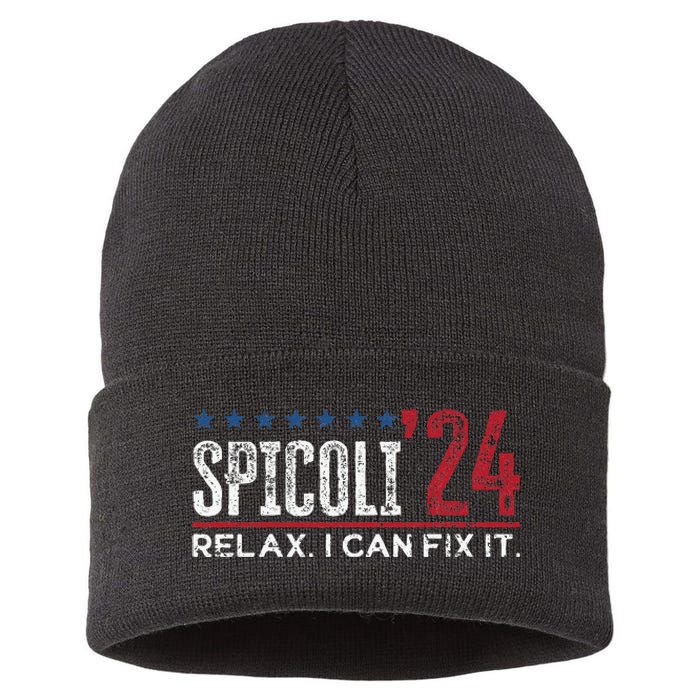 Funny Distressed Spicoli 24 Spicoli 2024 relax I can fix it Sustainable Knit Beanie