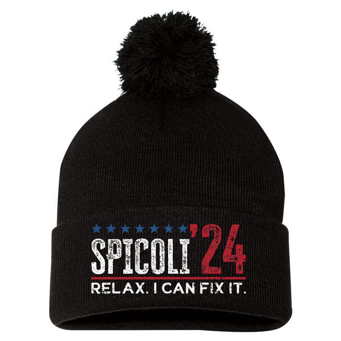 Funny Distressed Spicoli 24 Spicoli 2024 relax I can fix it Pom Pom 12in Knit Beanie