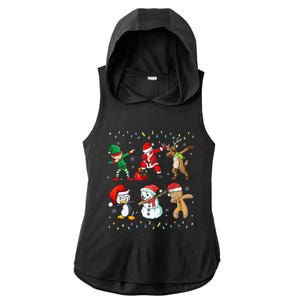 Festive Dabbing Santa Elf Friends Holiday Presents Ladies PosiCharge Tri-Blend Wicking Draft Hoodie Tank