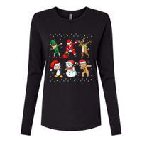 Festive Dabbing Santa Elf Friends Holiday Presents Womens Cotton Relaxed Long Sleeve T-Shirt