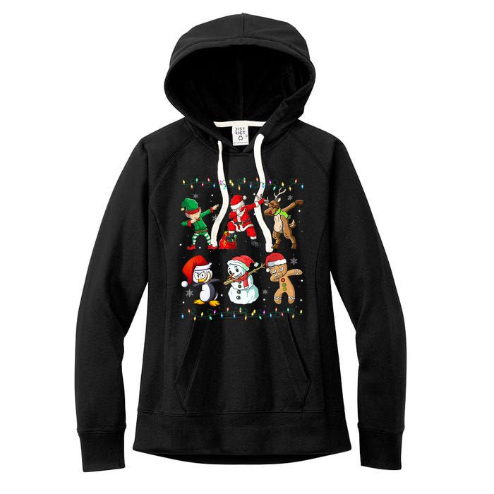 Festive Dabbing Santa Elf Friends Holiday Presents Women's Fleece Hoodie