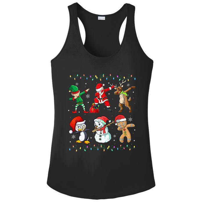 Festive Dabbing Santa Elf Friends Holiday Presents Ladies PosiCharge Competitor Racerback Tank