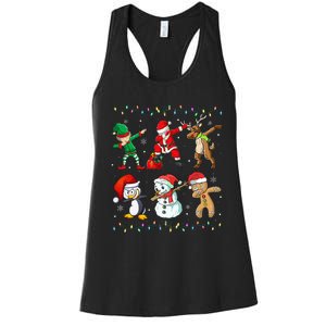 Festive Dabbing Santa Elf Friends Holiday Presents Women's Racerback Tank