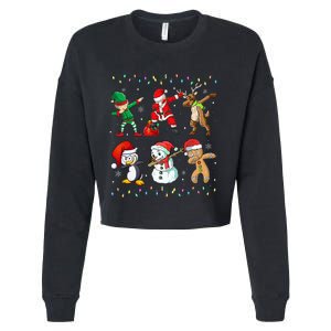 Festive Dabbing Santa Elf Friends Holiday Presents Cropped Pullover Crew