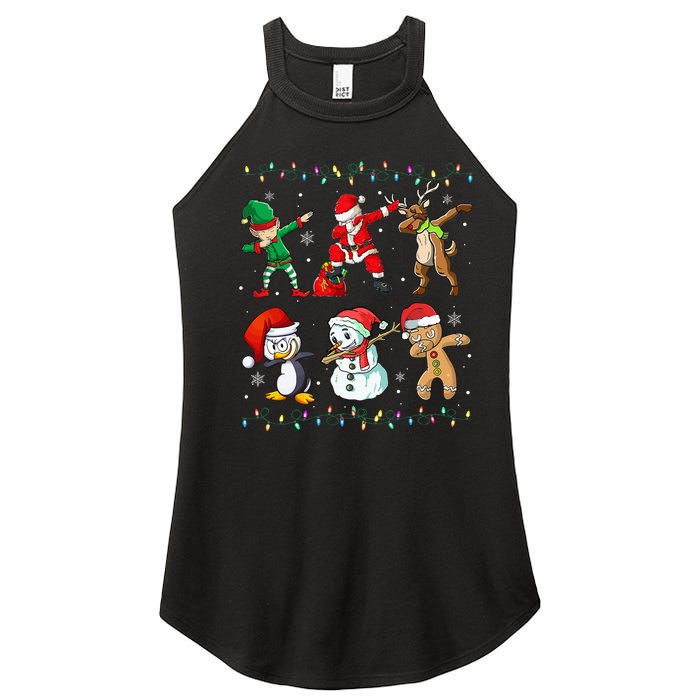 Festive Dabbing Santa Elf Friends Holiday Presents Women's Perfect Tri Rocker Tank