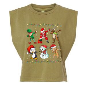 Festive Dabbing Santa Elf Friends Holiday Presents Garment-Dyed Women's Muscle Tee