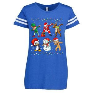 Festive Dabbing Santa Elf Friends Holiday Presents Enza Ladies Jersey Football T-Shirt