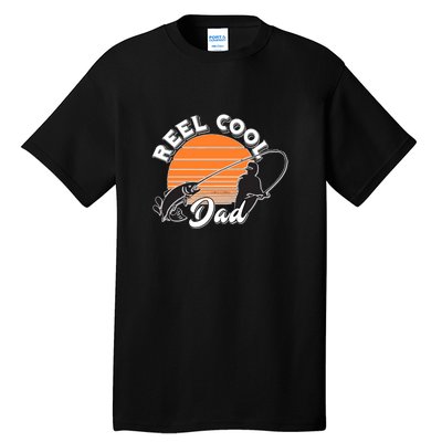 Father's Day Sunset Reel Cool Dad Real Funny Fishing Pun Gift Fishing Dad Tall T-Shirt