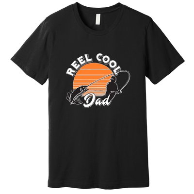 Father's Day Sunset Reel Cool Dad Real Funny Fishing Pun Gift Fishing Dad Premium T-Shirt