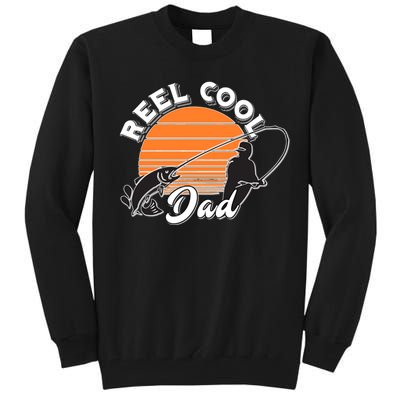 Father's Day Sunset Reel Cool Dad Real Funny Fishing Pun Gift Fishing Dad Tall Sweatshirt