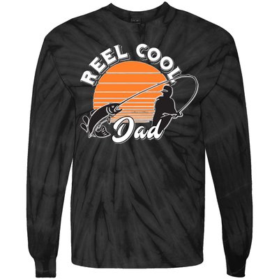 Father's Day Sunset Reel Cool Dad Real Funny Fishing Pun Gift Fishing Dad Tie-Dye Long Sleeve Shirt