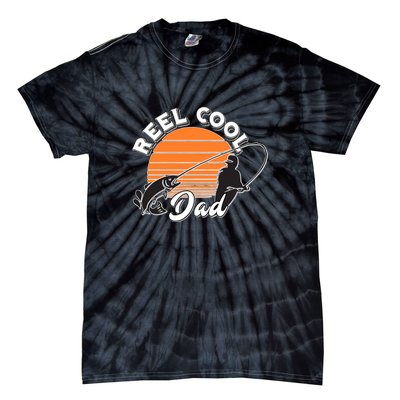 Father's Day Sunset Reel Cool Dad Real Funny Fishing Pun Gift Fishing Dad Tie-Dye T-Shirt