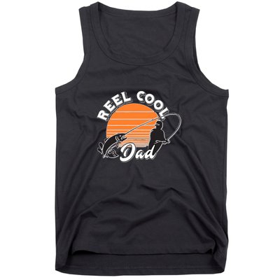 Father's Day Sunset Reel Cool Dad Real Funny Fishing Pun Gift Fishing Dad Tank Top