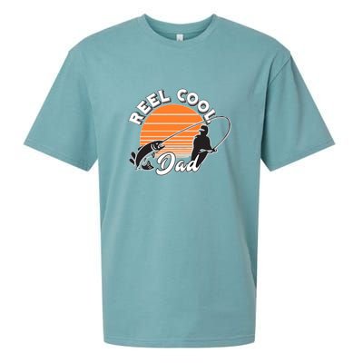 Father's Day Sunset Reel Cool Dad Real Funny Fishing Pun Gift Fishing Dad Sueded Cloud Jersey T-Shirt