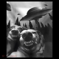Funny Dogs Selfie With UFOs Drawstring Bag