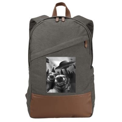 Funny Dogs Selfie With UFOs Cotton Canvas Backpack