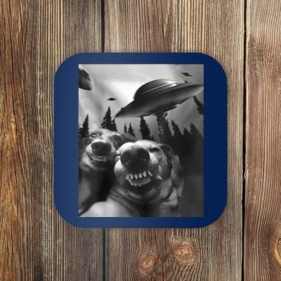 Funny Dogs Selfie With UFOs Coaster