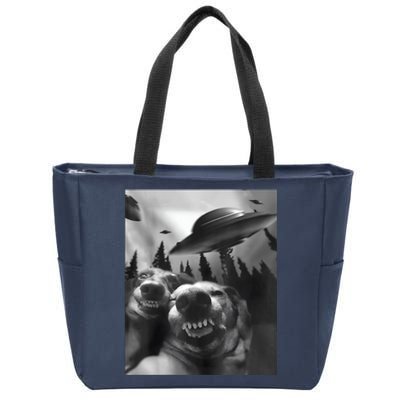 Funny Dogs Selfie With UFOs Zip Tote Bag