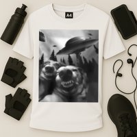 Funny Dogs Selfie With UFOs Cooling Performance Crew T-Shirt
