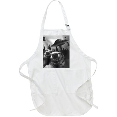 Funny Dogs Selfie With UFOs Full-Length Apron With Pockets