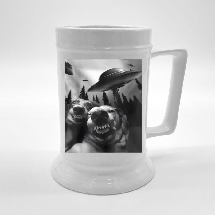 Funny Dogs Selfie With UFOs Beer Stein