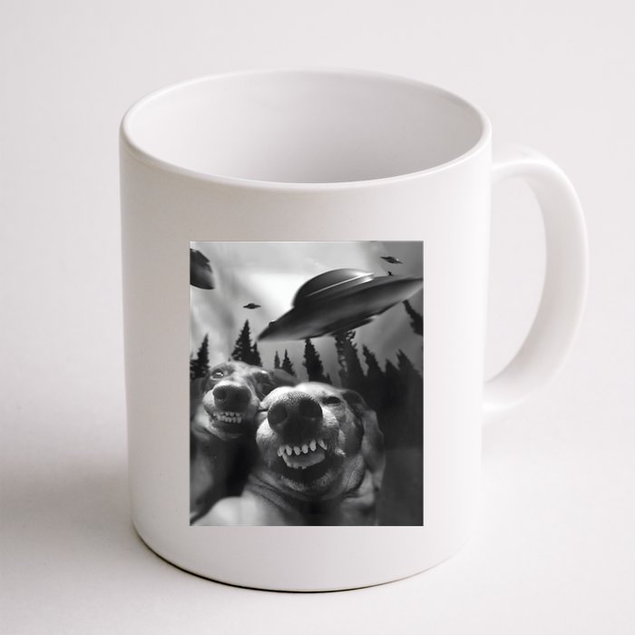 Funny Dogs Selfie With UFOs Coffee Mug