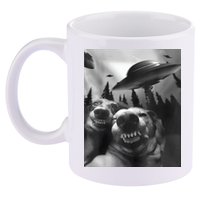 Funny Dogs Selfie With UFOs 11oz C Handle Ceramic Mug