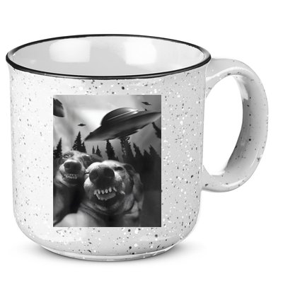 Funny Dogs Selfie With UFOs 15oz Campfire Ceramic Mug