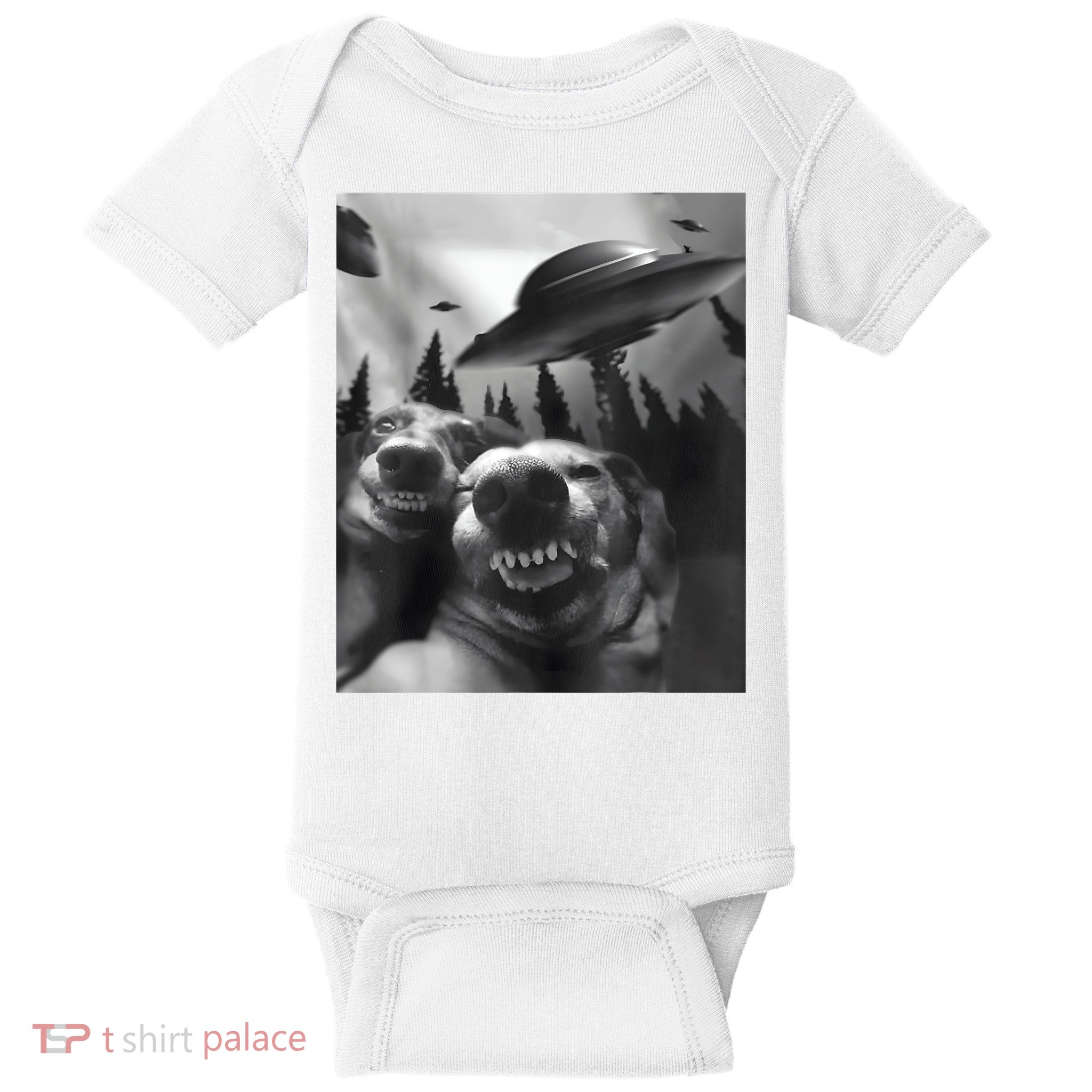 Funny Dogs Selfie With UFOs Baby Bodysuit