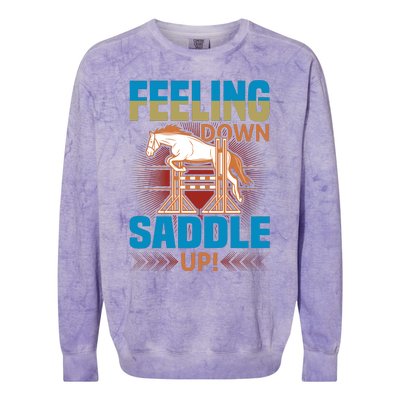 Feeling Down Saddle Up Colorblast Crewneck Sweatshirt