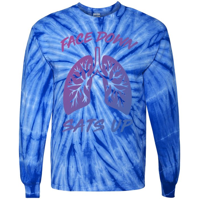 Face Down Sats Up Lungs Vintage Respiratory Therapist Rt Gift Tie-Dye Long Sleeve Shirt