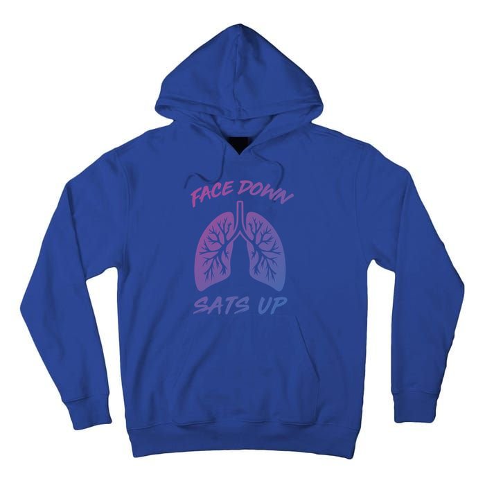 Face Down Sats Up Lungs Vintage Respiratory Therapist Rt Gift Tall Hoodie