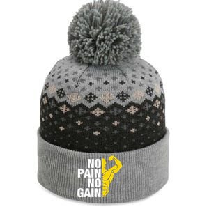 Funny Distressed Strong Gym Gift No Pain No Gain Gift The Baniff Cuffed Pom Beanie