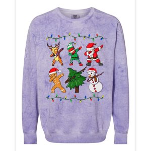 Festive Dabbing Santa Elf and Deer for Christmas Colorblast Crewneck Sweatshirt