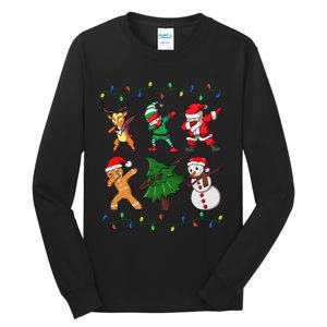 Festive Dabbing Santa Elf and Deer for Christmas Tall Long Sleeve T-Shirt