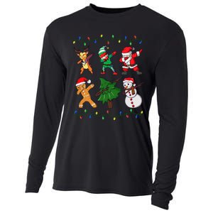 Festive Dabbing Santa Elf and Deer for Christmas Cooling Performance Long Sleeve Crew