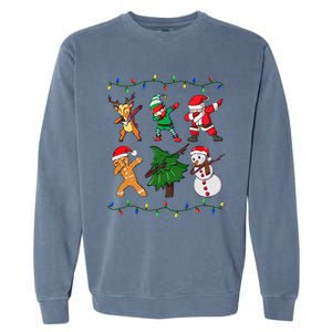 Festive Dabbing Santa Elf and Deer for Christmas Garment-Dyed Sweatshirt