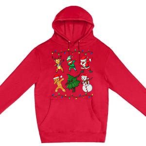 Festive Dabbing Santa Elf and Deer for Christmas Premium Pullover Hoodie