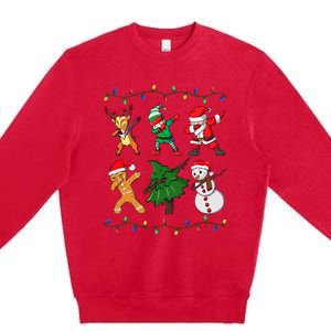 Festive Dabbing Santa Elf and Deer for Christmas Premium Crewneck Sweatshirt