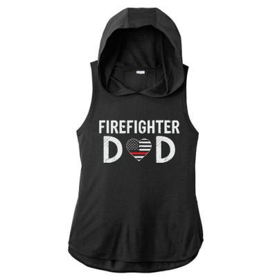 Firefighter Dad Support The Thin Red Line USA Flag Ladies PosiCharge Tri-Blend Wicking Draft Hoodie Tank