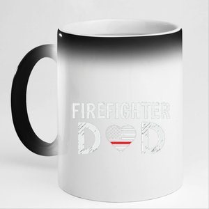 Firefighter Dad Support The Thin Red Line USA Flag 11oz Black Color Changing Mug