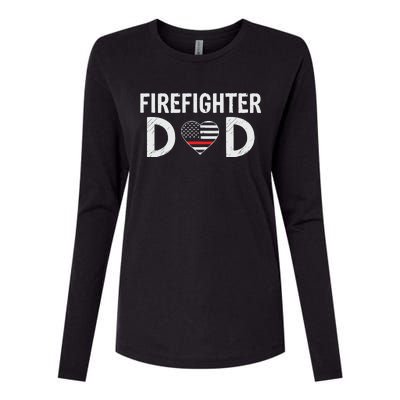 Firefighter Dad Support The Thin Red Line USA Flag Womens Cotton Relaxed Long Sleeve T-Shirt