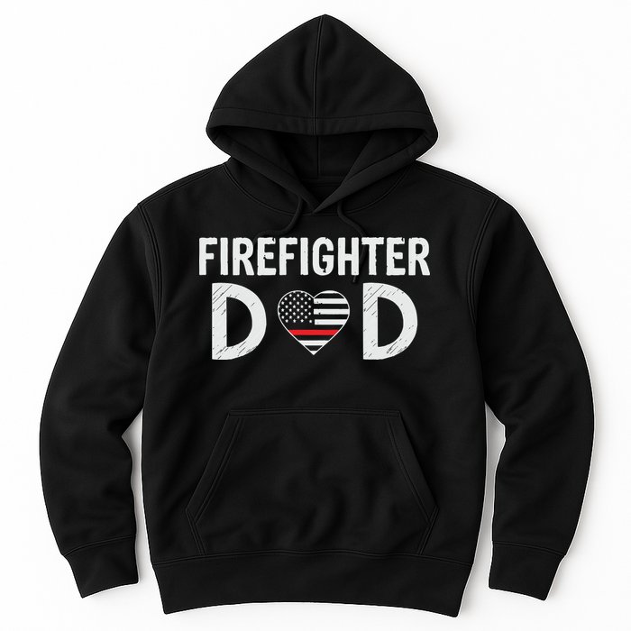 Firefighter Dad Support The Thin Red Line USA Flag Hoodie