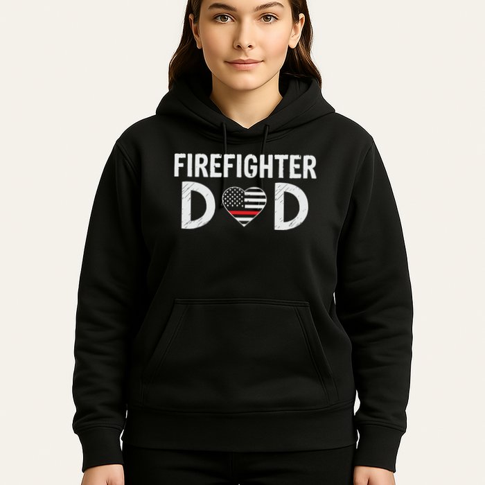 Firefighter Dad Support The Thin Red Line USA Flag Hoodie