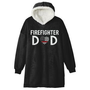 Firefighter Dad Support The Thin Red Line USA Flag Hooded Wearable Blanket