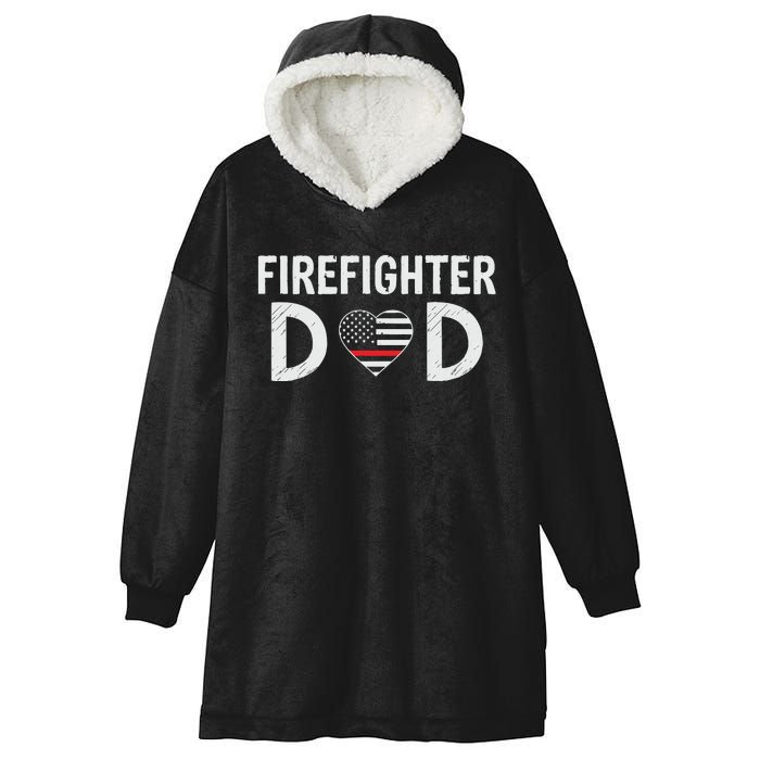 Firefighter Dad Support The Thin Red Line USA Flag Hooded Wearable Blanket