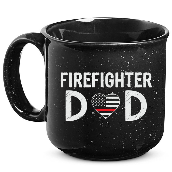 Firefighter Dad Support The Thin Red Line USA Flag 15oz Campfire Ceramic Mug