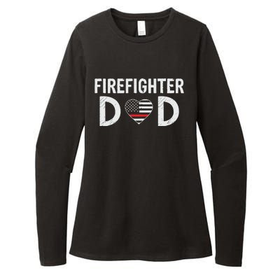 Firefighter Dad Support The Thin Red Line USA Flag Womens CVC Long Sleeve Shirt